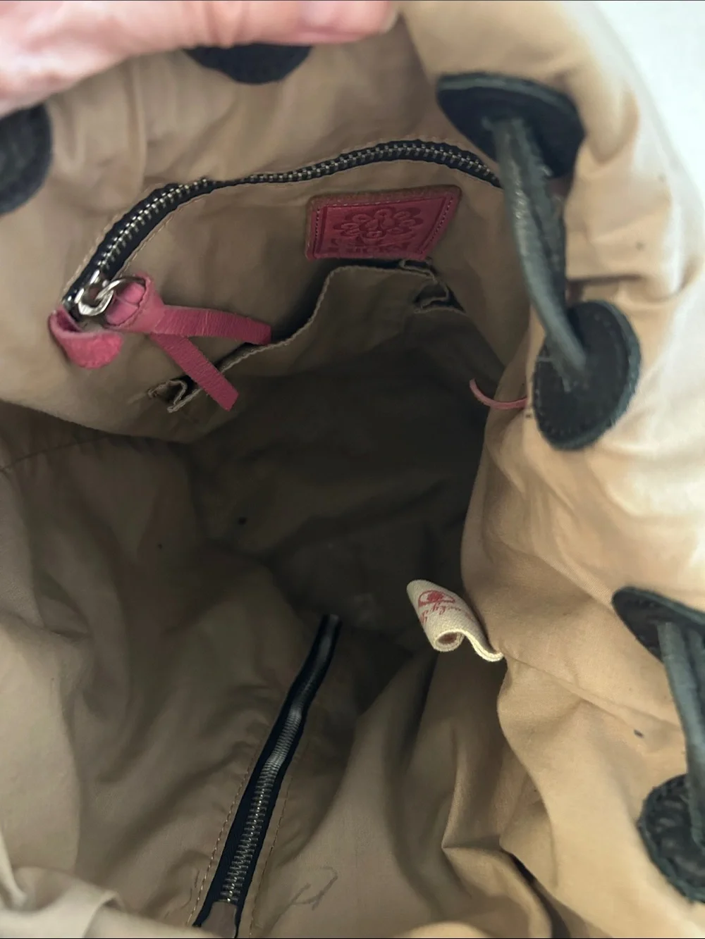 Lucky Brand Floral Leather Drawstring Backpack Sling Bag Shoulder Bag Crossbody